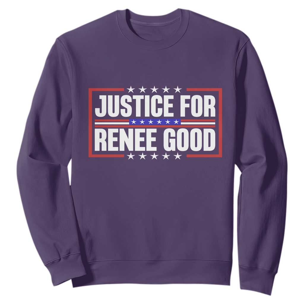 Justice for Renee Good Patriotic Sweatshirt Minneapolis Jan 8 2026 Memorial Red White and Blue TS02 Purple Print Your Wear
