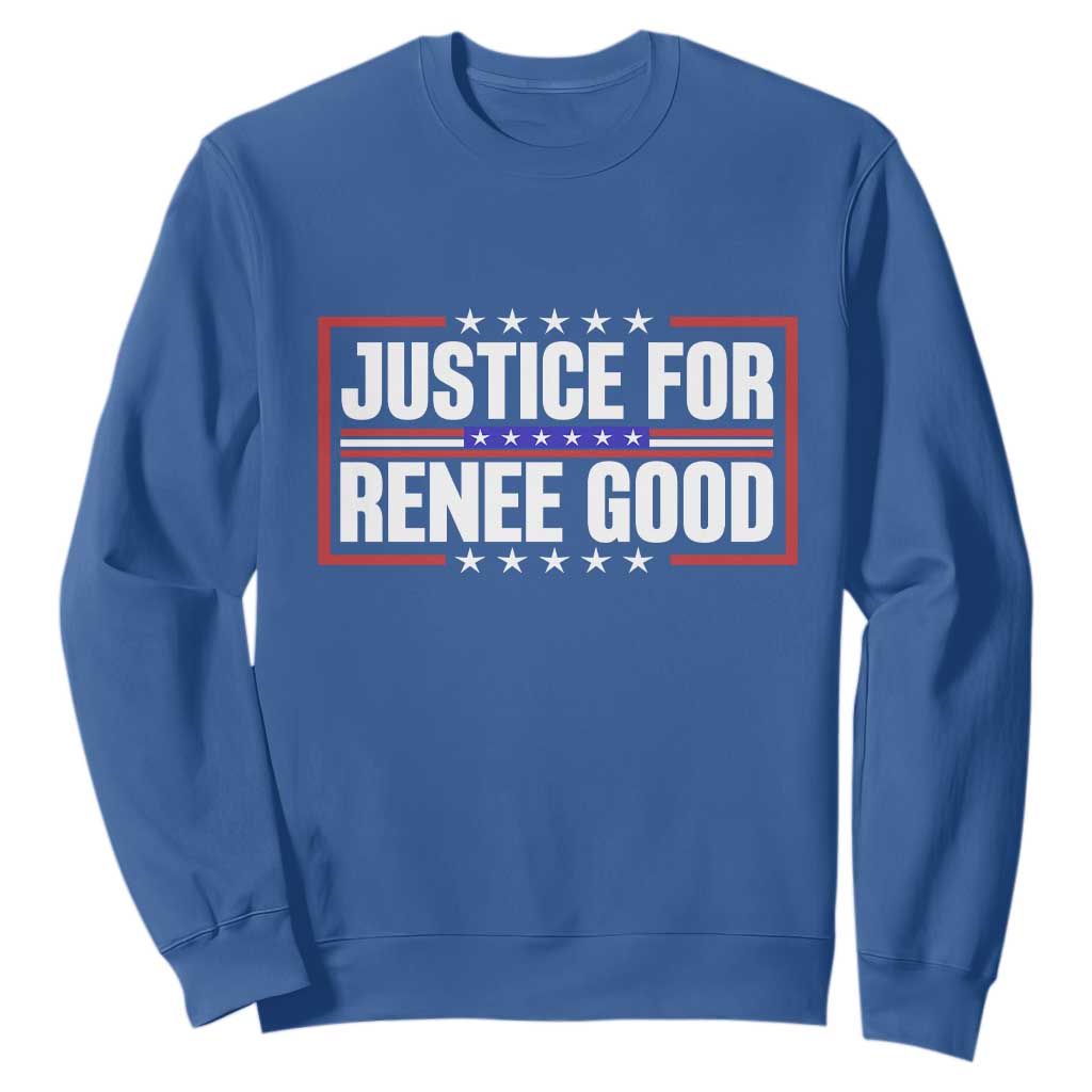 Justice for Renee Good Patriotic Sweatshirt Minneapolis Jan 8 2026 Memorial Red White and Blue TS02 Royal Blue Print Your Wear
