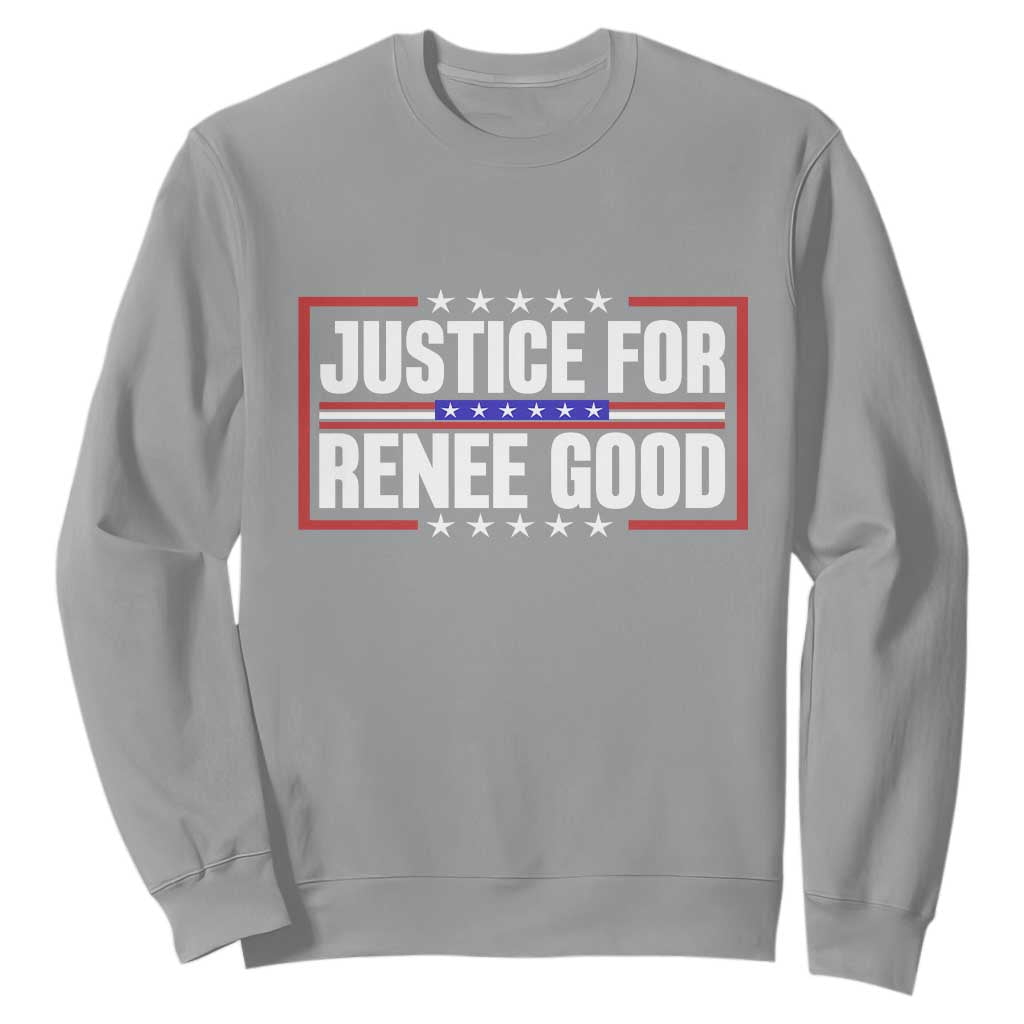 Justice for Renee Good Patriotic Sweatshirt Minneapolis Jan 8 2026 Memorial Red White and Blue TS02 Sport Gray Print Your Wear