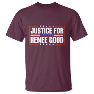 Justice for Renee Good Patriotic T Shirt Minneapolis Jan 8 2026 Memorial Red White and Blue TS02 Maroon Print Your Wear