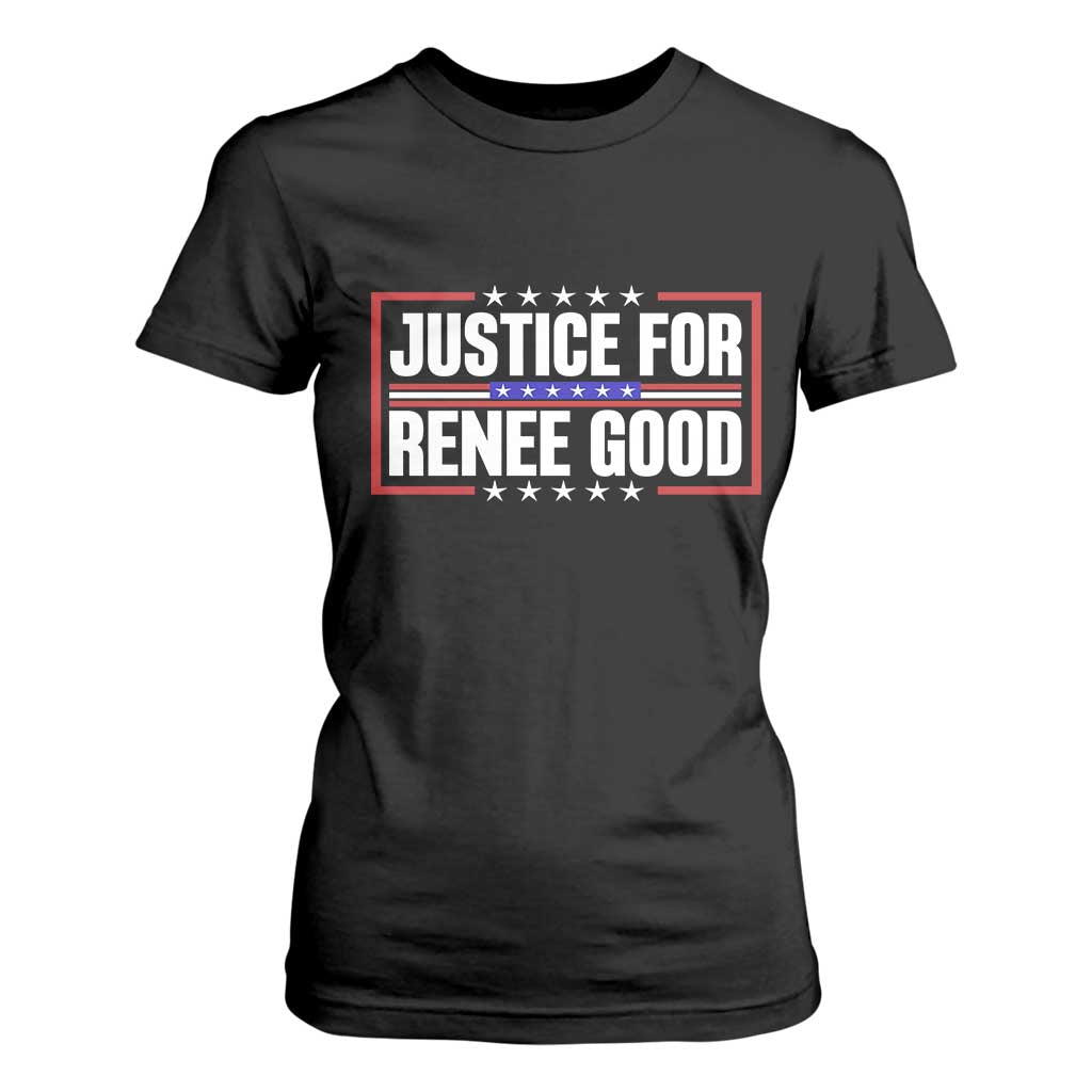 Justice for Renee Good Patriotic T Shirt For Women Minneapolis Jan 8 2026 Memorial Red White and Blue - Print Your Wear
