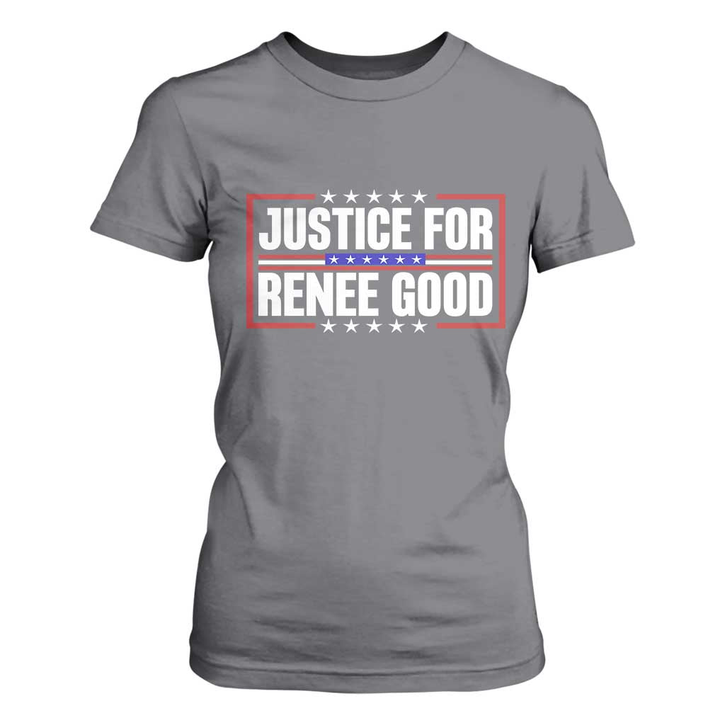 Justice for Renee Good Patriotic T Shirt For Women Minneapolis Jan 8 2026 Memorial Red White and Blue TS02 Charcoal Print Your Wear