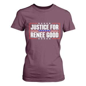 Justice for Renee Good Patriotic T Shirt For Women Minneapolis Jan 8 2026 Memorial Red White and Blue TS02 Maroon Print Your Wear