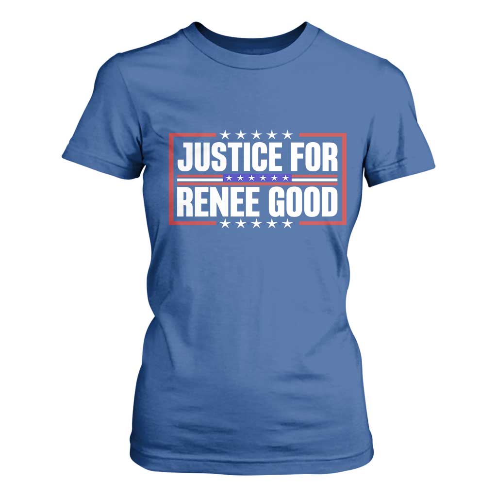 Justice for Renee Good Patriotic T Shirt For Women Minneapolis Jan 8 2026 Memorial Red White and Blue TS02 Royal Blue Print Your Wear