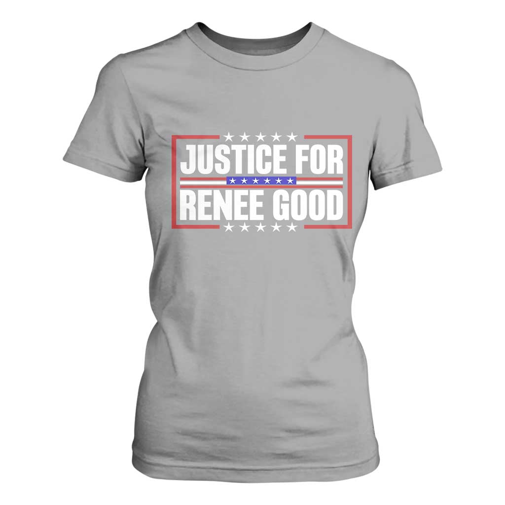 Justice for Renee Good Patriotic T Shirt For Women Minneapolis Jan 8 2026 Memorial Red White and Blue TS02 Sport Gray Print Your Wear