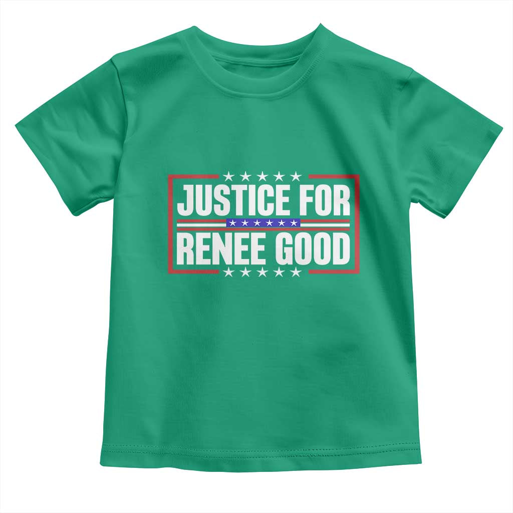 Justice for Renee Good Patriotic Toddler T Shirt Minneapolis Jan 8 2026 Memorial Red White and Blue TS02 Irish Green Print Your Wear