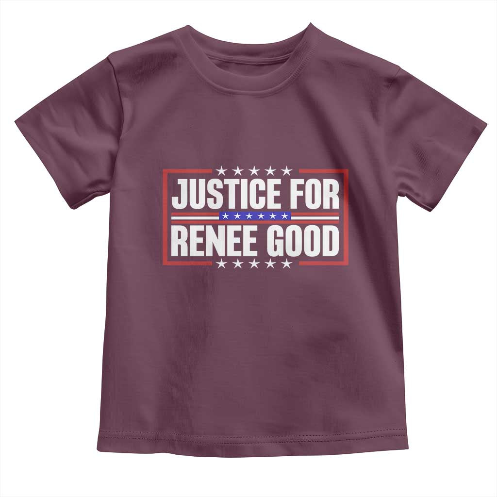 Justice for Renee Good Patriotic Toddler T Shirt Minneapolis Jan 8 2026 Memorial Red White and Blue TS02 Maroon Print Your Wear