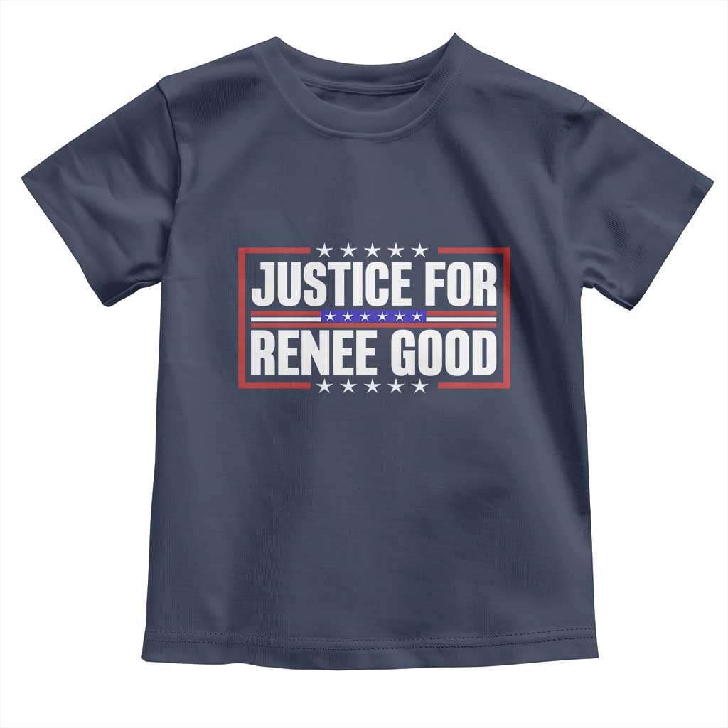 Justice for Renee Good Patriotic Toddler T Shirt Minneapolis Jan 8 2026 Memorial Red White and Blue TS02 Navy Print Your Wear
