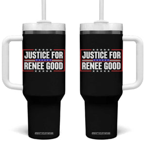 Justice for Renee Good Patriotic Tumbler With Handle Minneapolis Jan 8 2026 Memorial Red White and Blue TS02 One Size: 40 oz Black Print Your Wear