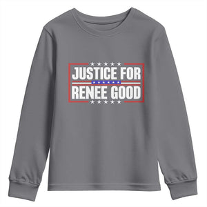 Justice for Renee Good Patriotic Youth Sweatshirt Minneapolis Jan 8 2026 Memorial Red White and Blue TS02 Charcoal Print Your Wear