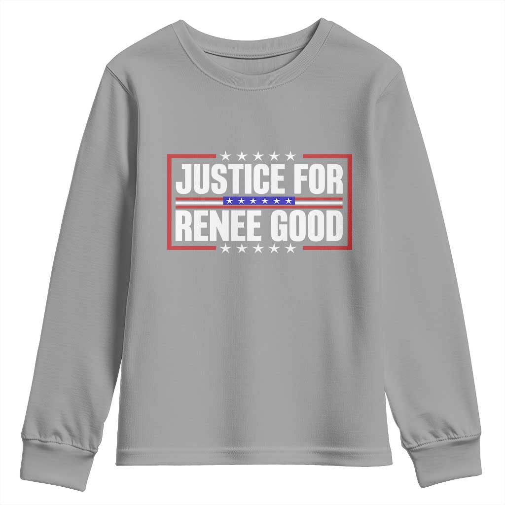 Justice for Renee Good Patriotic Youth Sweatshirt Minneapolis Jan 8 2026 Memorial Red White and Blue TS02 Sport Gray Print Your Wear