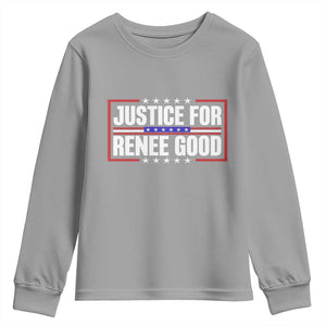 Justice for Renee Good Patriotic Youth Sweatshirt Minneapolis Jan 8 2026 Memorial Red White and Blue TS02 Sport Gray Print Your Wear