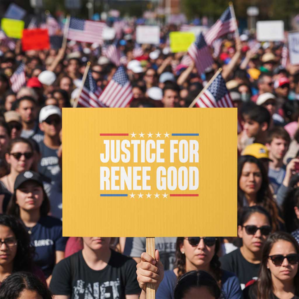Justice for Renee Good Patriotic Protest Sign Minneapolis Jan 8 2026 Memorial Tribute TS02 Horizontal 18