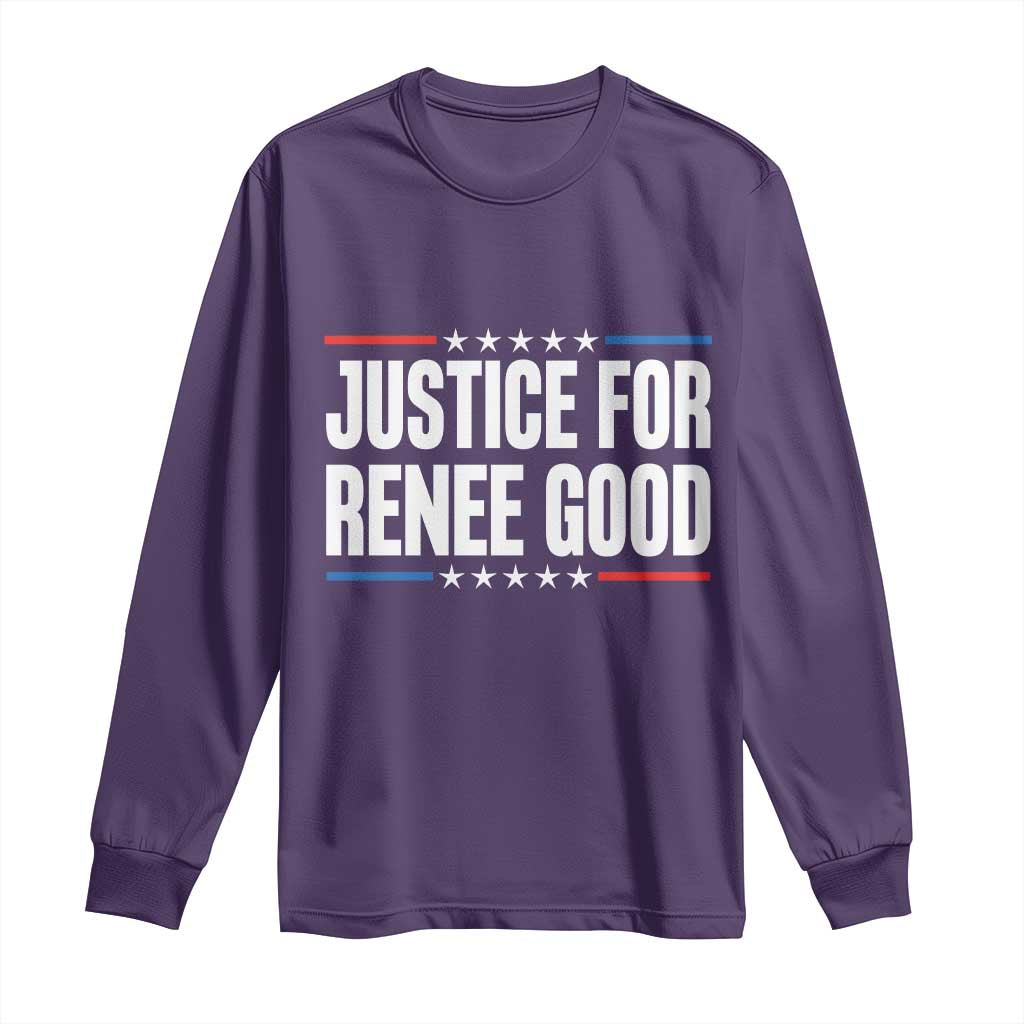 Justice for Renee Good Patriotic Long Sleeve Shirt Minneapolis Jan 8 2026 Memorial Tribute TS02 Purple Print Your Wear