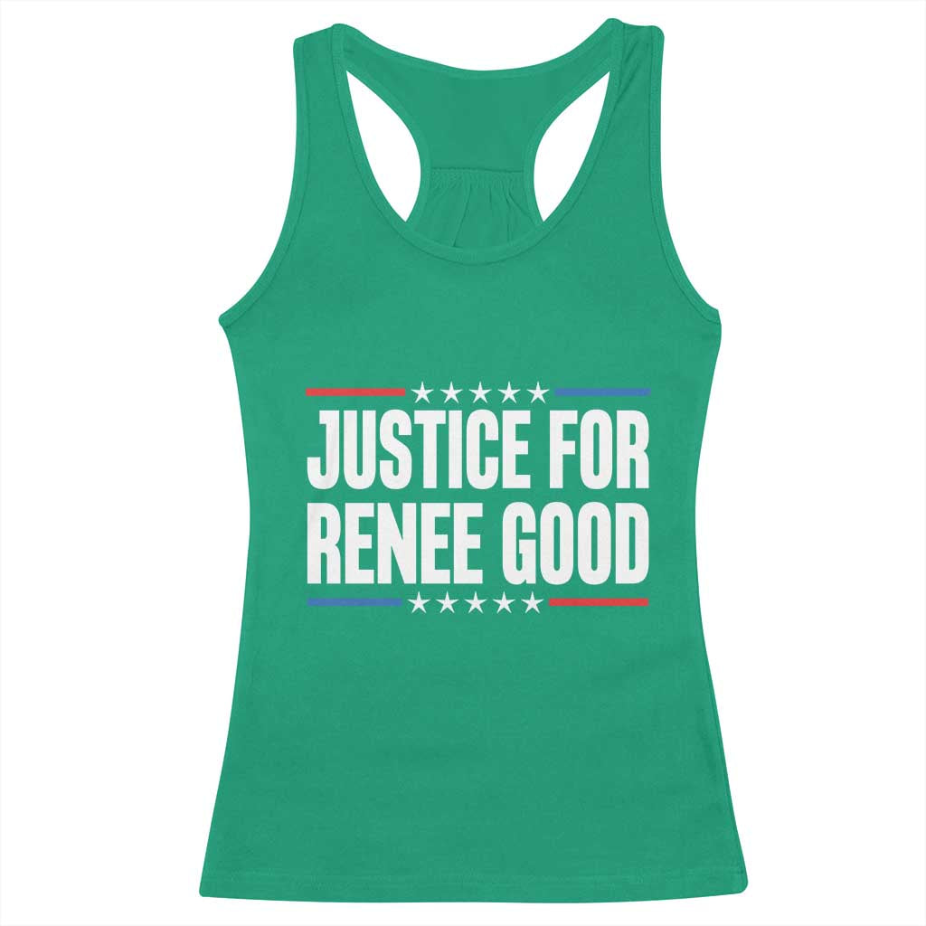 Justice for Renee Good Patriotic Racerback Tank Top Minneapolis Jan 8 2026 Memorial Tribute TS02 Irish Green Print Your Wear