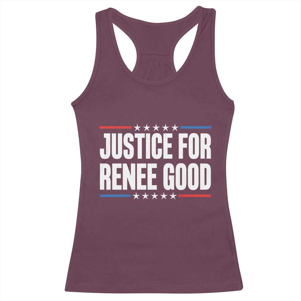 Justice for Renee Good Patriotic Racerback Tank Top Minneapolis Jan 8 2026 Memorial Tribute TS02 Maroon Print Your Wear