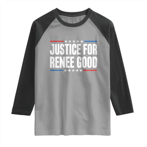 Justice for Renee Good Patriotic Raglan Shirt Minneapolis Jan 8 2026 Memorial Tribute TS02 Sport Gray Black Print Your Wear