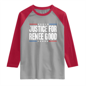Justice for Renee Good Patriotic Raglan Shirt Minneapolis Jan 8 2026 Memorial Tribute TS02 Sport Gray Red Print Your Wear