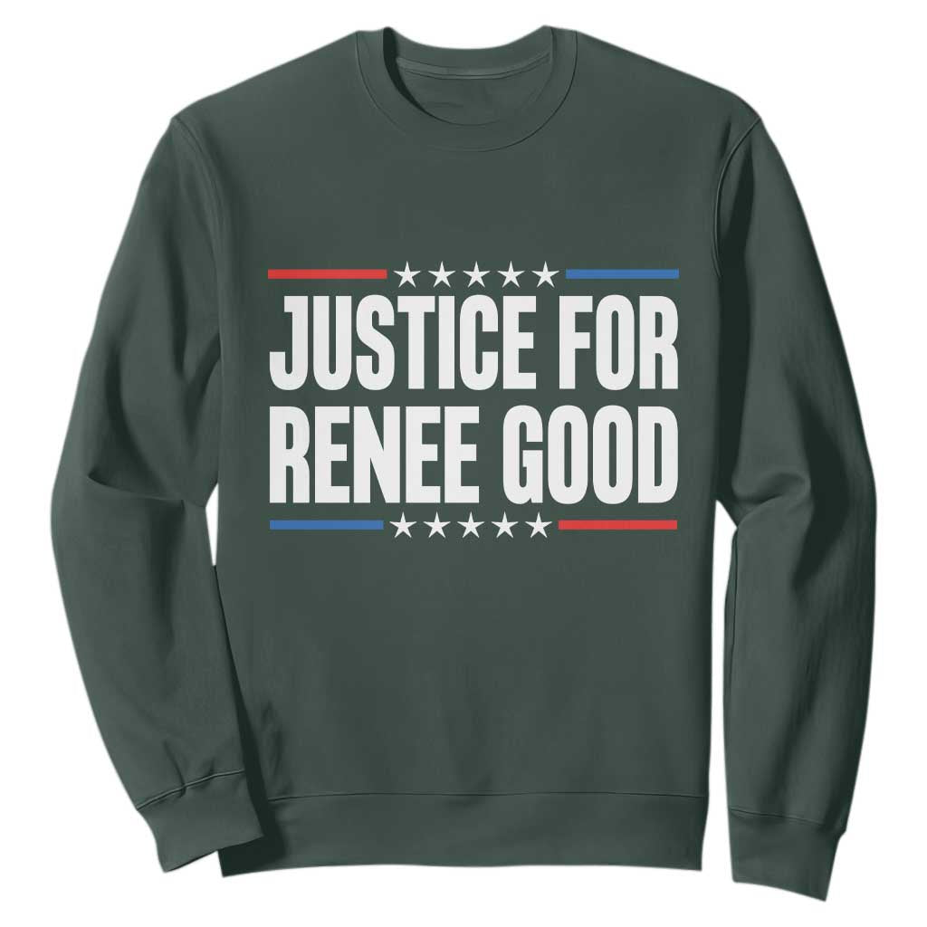 Justice for Renee Good Patriotic Sweatshirt Minneapolis Jan 8 2026 Memorial Tribute TS02 Dark Forest Green Print Your Wear