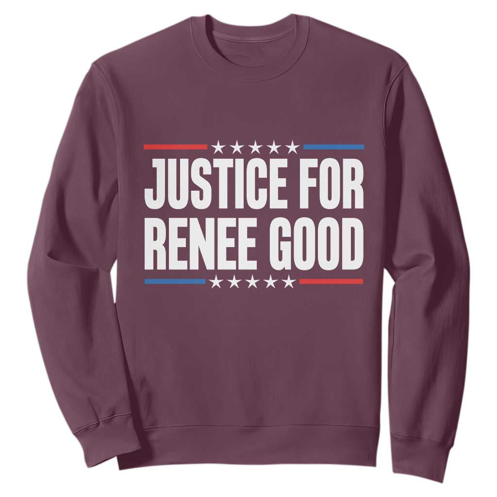 Justice for Renee Good Patriotic Sweatshirt Minneapolis Jan 8 2026 Memorial Tribute TS02 Maroon Print Your Wear