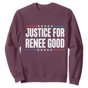 Justice for Renee Good Patriotic Sweatshirt Minneapolis Jan 8 2026 Memorial Tribute TS02 Maroon Print Your Wear