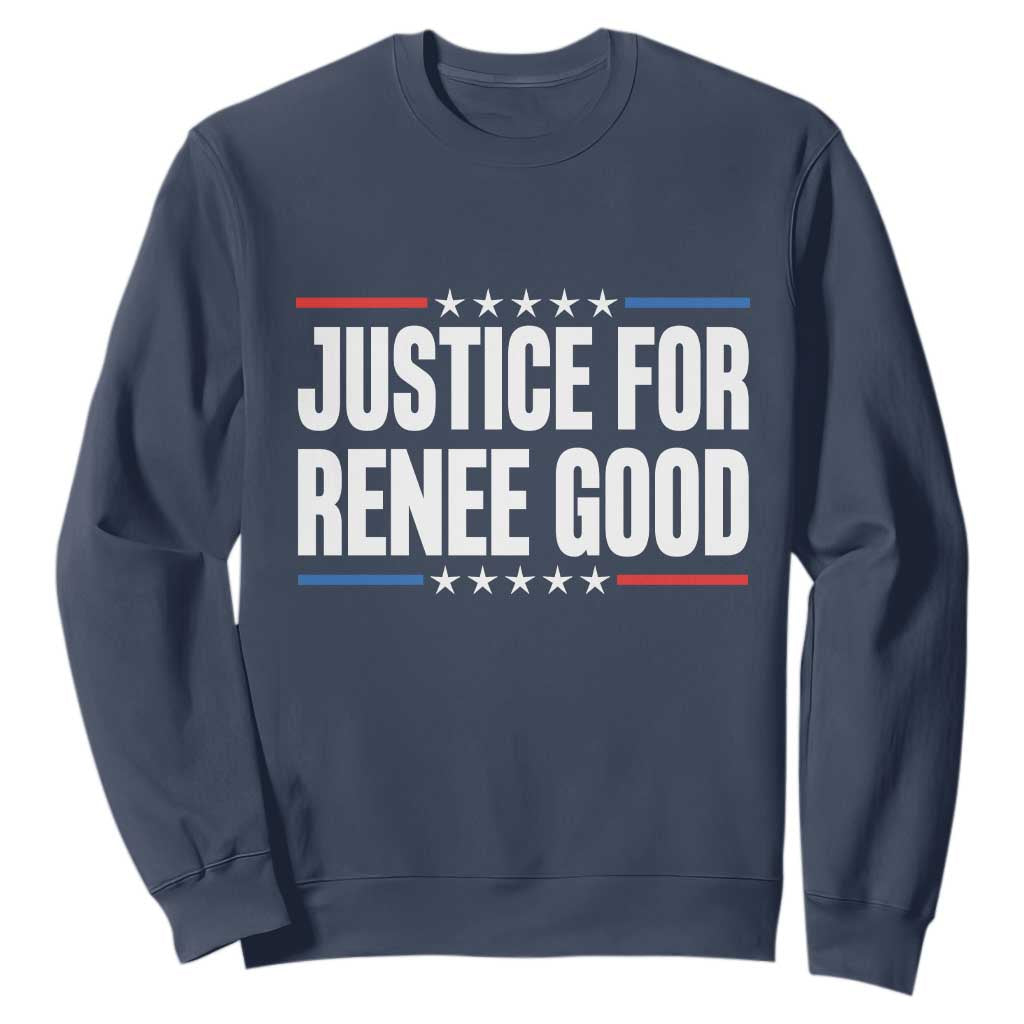 Justice for Renee Good Patriotic Sweatshirt Minneapolis Jan 8 2026 Memorial Tribute TS02 Navy Print Your Wear