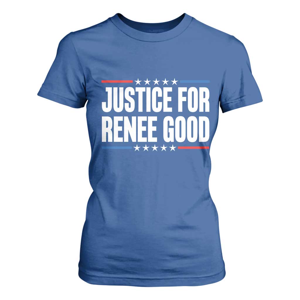 Justice for Renee Good Patriotic T Shirt For Women Minneapolis Jan 8 2026 Memorial Tribute TS02 Royal Blue Print Your Wear