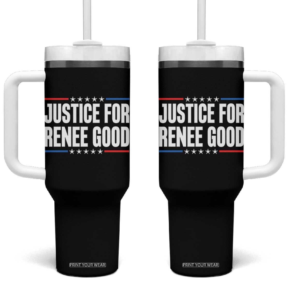 Justice for Renee Good Patriotic Tumbler With Handle Minneapolis Jan 8 2026 Memorial Tribute TS02 One Size: 40 oz Black Print Your Wear