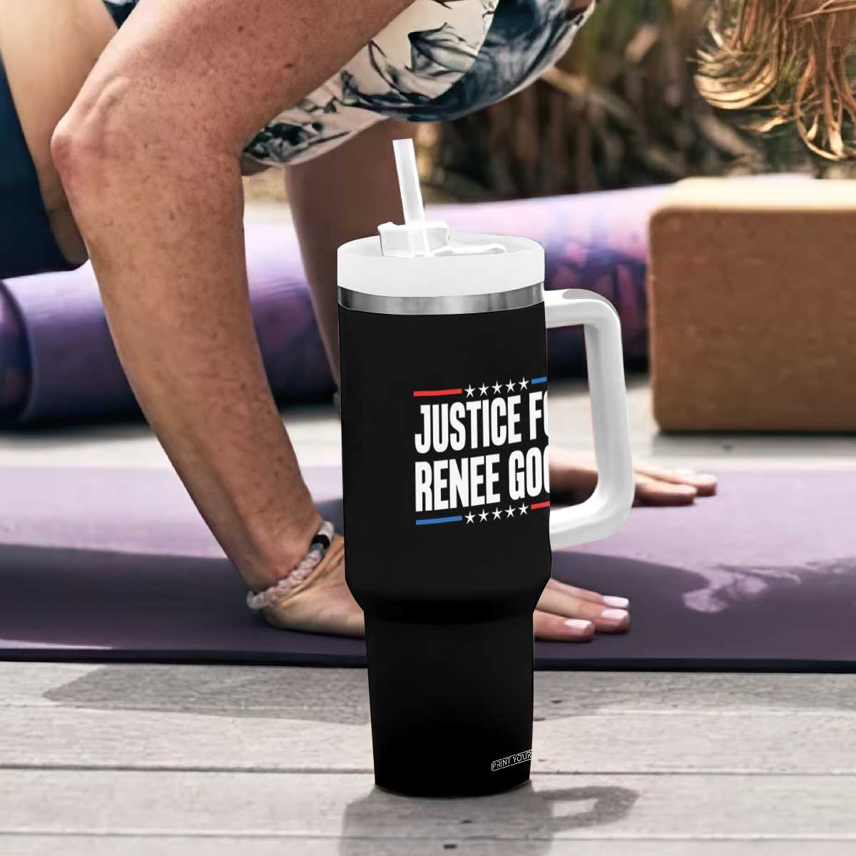 Justice for Renee Good Patriotic Tumbler With Handle Minneapolis Jan 8 2026 Memorial Tribute TS02 Print Your Wear
