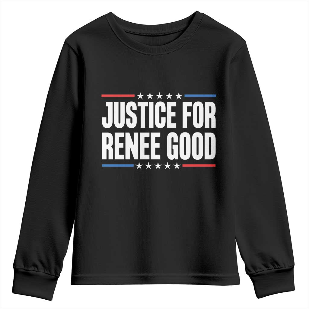 Justice for Renee Good Patriotic Youth Sweatshirt Minneapolis Jan 8 2026 Memorial Tribute TS02 Black Print Your Wear