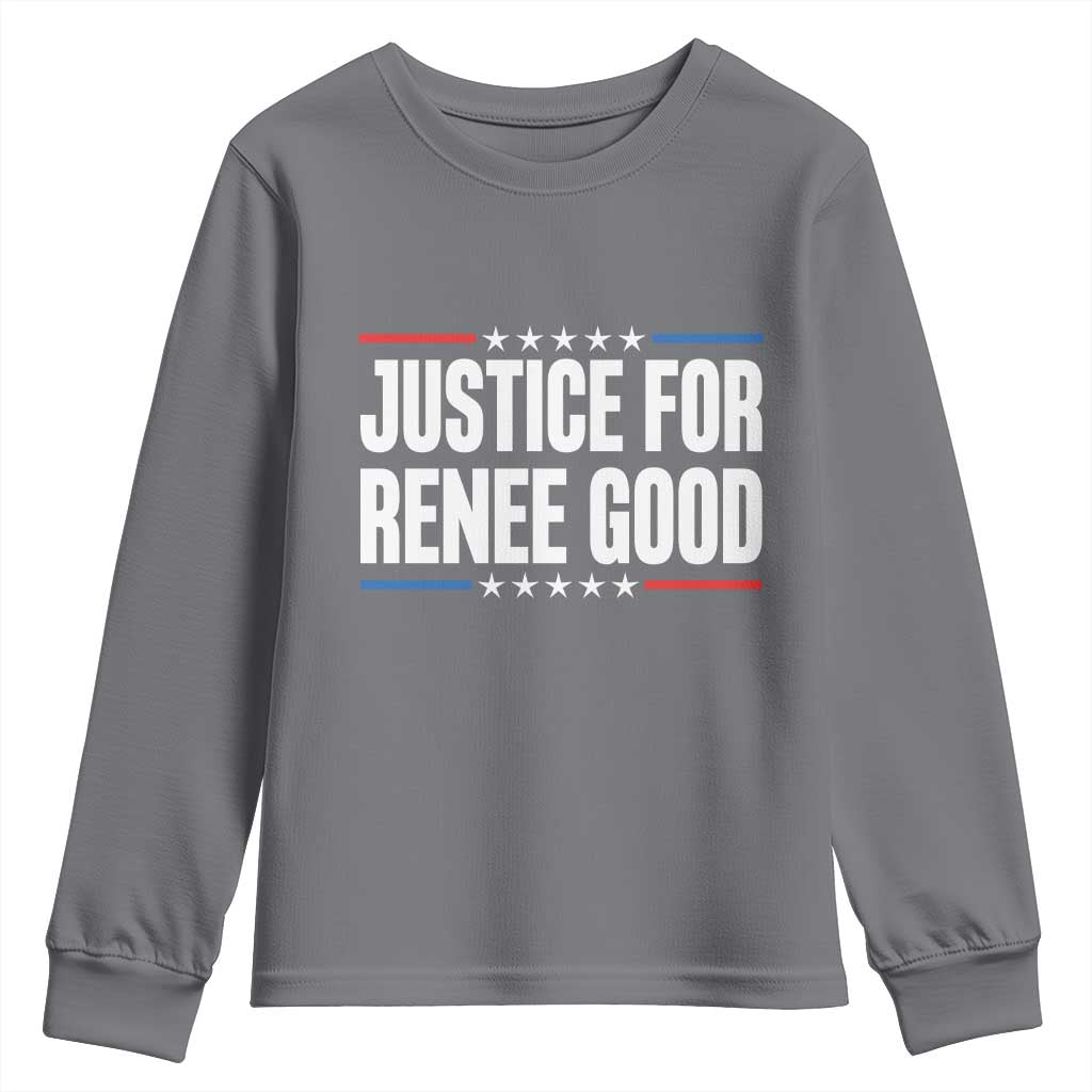 Justice for Renee Good Patriotic Youth Sweatshirt Minneapolis Jan 8 2026 Memorial Tribute TS02 Charcoal Print Your Wear