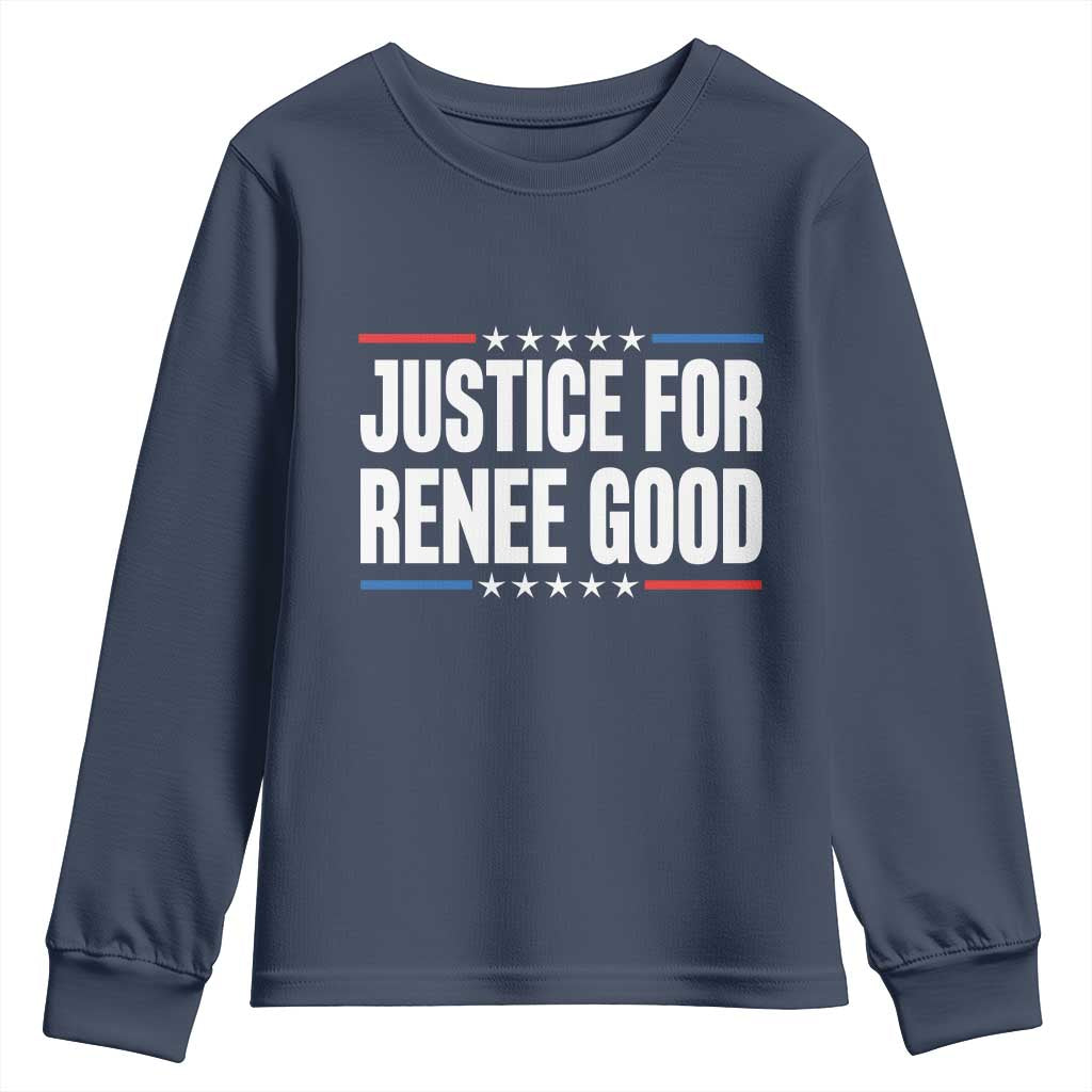 Justice for Renee Good Patriotic Youth Sweatshirt Minneapolis Jan 8 2026 Memorial Tribute TS02 Navy Print Your Wear