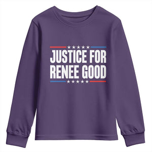Justice for Renee Good Patriotic Youth Sweatshirt Minneapolis Jan 8 2026 Memorial Tribute TS02 Purple Print Your Wear