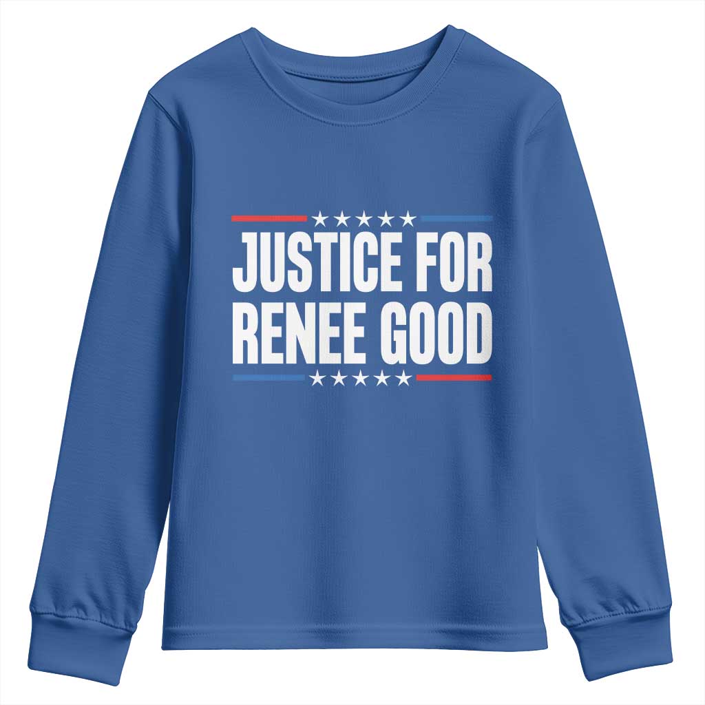 Justice for Renee Good Patriotic Youth Sweatshirt Minneapolis Jan 8 2026 Memorial Tribute TS02 Royal Blue Print Your Wear