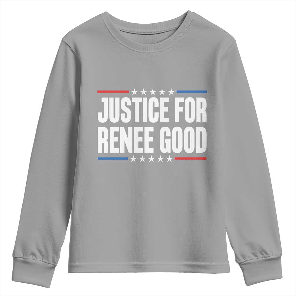 Justice for Renee Good Patriotic Youth Sweatshirt Minneapolis Jan 8 2026 Memorial Tribute TS02 Sport Gray Print Your Wear