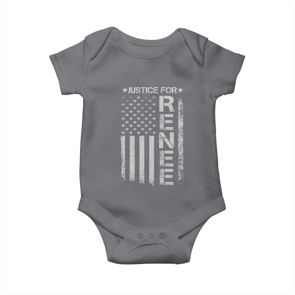 Justice for Renee American Flag Baby Onesie Minneapolis Jan 8 2026 Memorial Tribute TS02 Charcoal Print Your Wear
