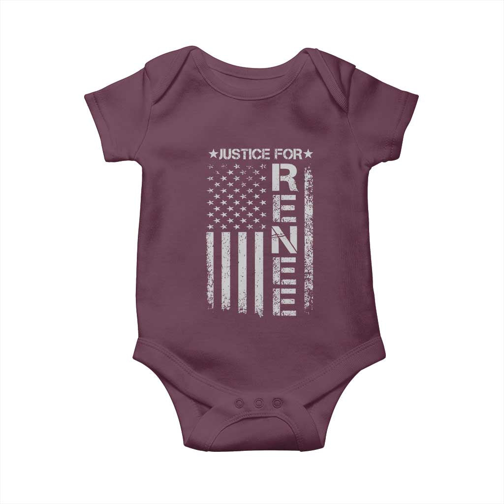 Justice for Renee American Flag Baby Onesie Minneapolis Jan 8 2026 Memorial Tribute TS02 Maroon Print Your Wear