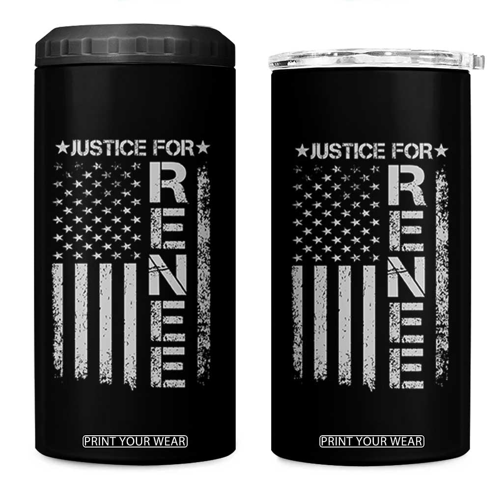 Justice for Renee American Flag 4 in 1 Can Cooler Tumbler Minneapolis Jan 8 2026 Memorial Tribute TS02 One Size: 16 oz Black Print Your Wear