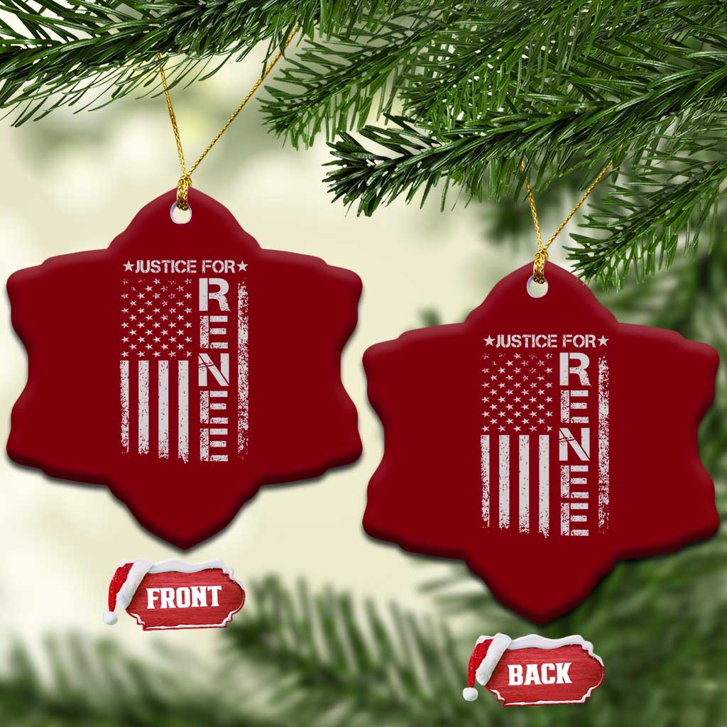 Justice for Renee American Flag Ceramic Ornament Minneapolis Jan 8 2026 Memorial Tribute TS02 Print Your Wear