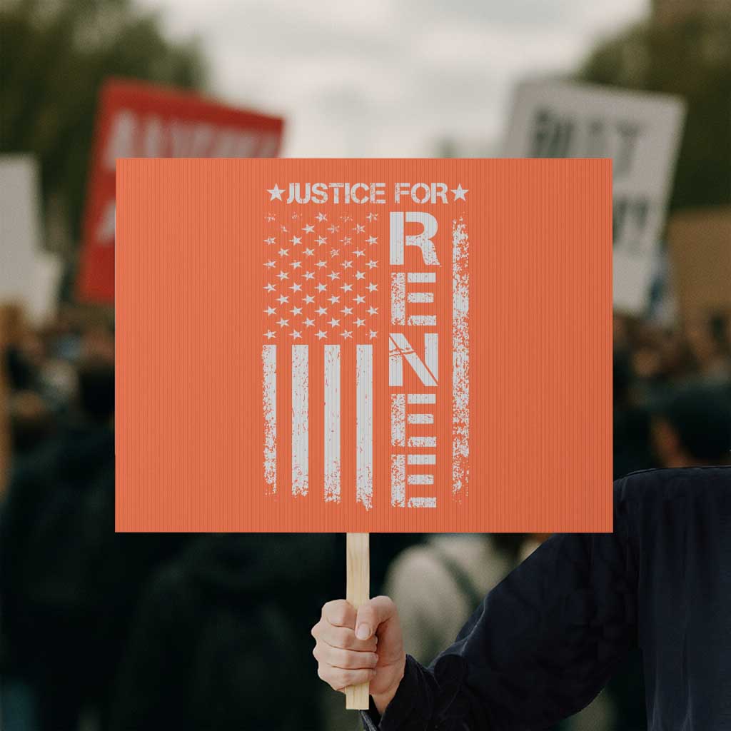 Justice for Renee American Flag Protest Sign Minneapolis Jan 8 2026 Memorial Tribute TS02 Horizontal 18