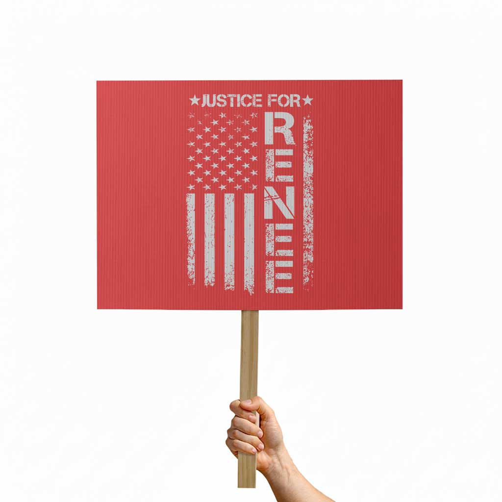 Justice for Renee American Flag Protest Sign Minneapolis Jan 8 2026 Memorial Tribute TS02 Horizontal 18