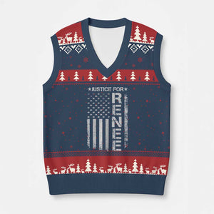 Justice for Renee American Flag V-Neck Knit Sweater Vest Minneapolis Jan 8 2026 Memorial Tribute TS02 Navy Red Print Your Wear