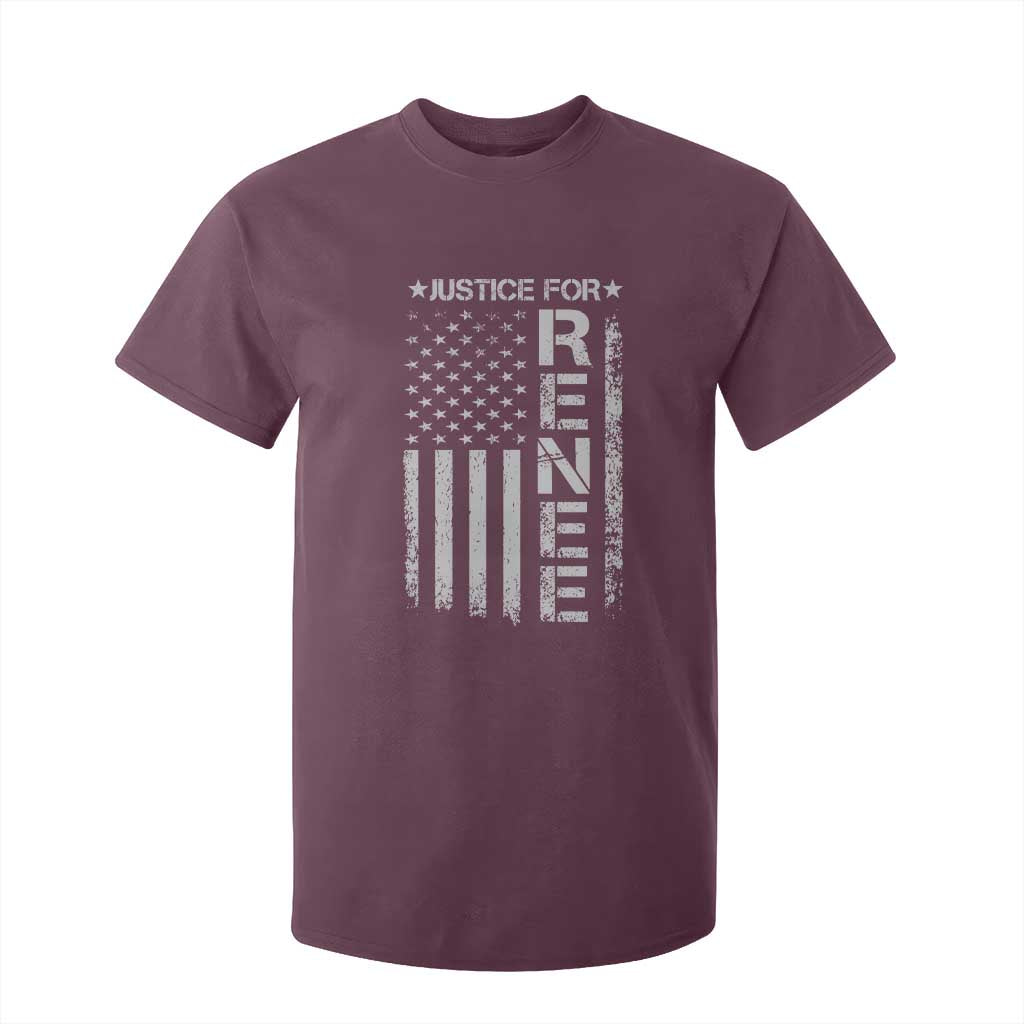 Justice for Renee American Flag T Shirt For Kid Minneapolis Jan 8 2026 Memorial Tribute TS02 Maroon Print Your Wear