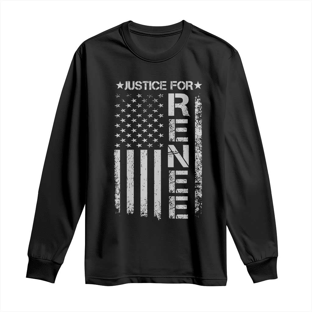Justice for Renee American Flag Long Sleeve Shirt Minneapolis Jan 8 2026 Memorial Tribute TS02 Black Print Your Wear