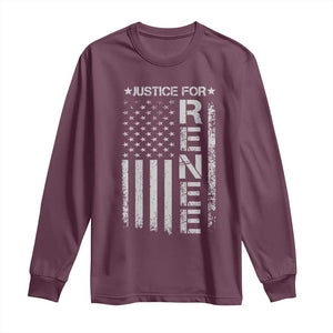 Justice for Renee American Flag Long Sleeve Shirt Minneapolis Jan 8 2026 Memorial Tribute TS02 Maroon Print Your Wear