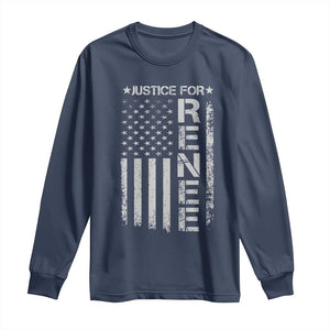 Justice for Renee American Flag Long Sleeve Shirt Minneapolis Jan 8 2026 Memorial Tribute TS02 Navy Print Your Wear