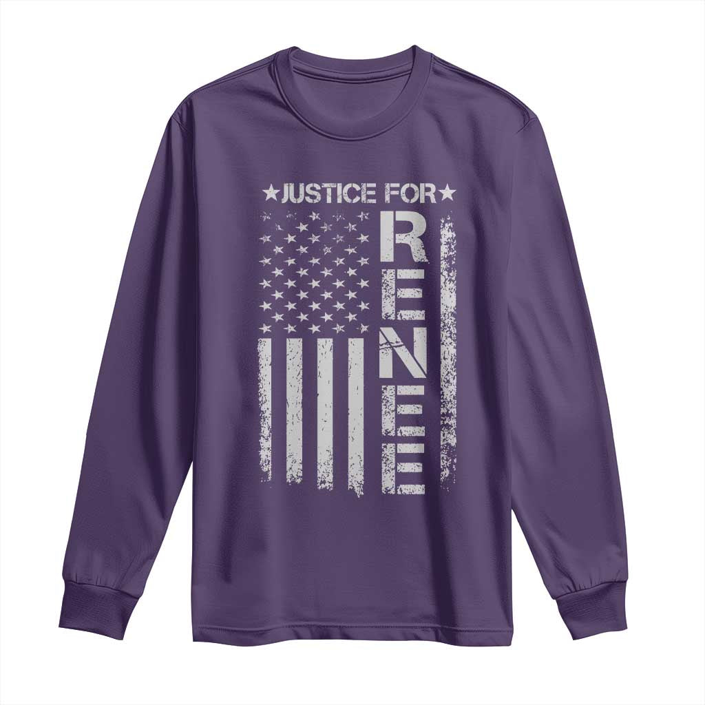 Justice for Renee American Flag Long Sleeve Shirt Minneapolis Jan 8 2026 Memorial Tribute TS02 Purple Print Your Wear