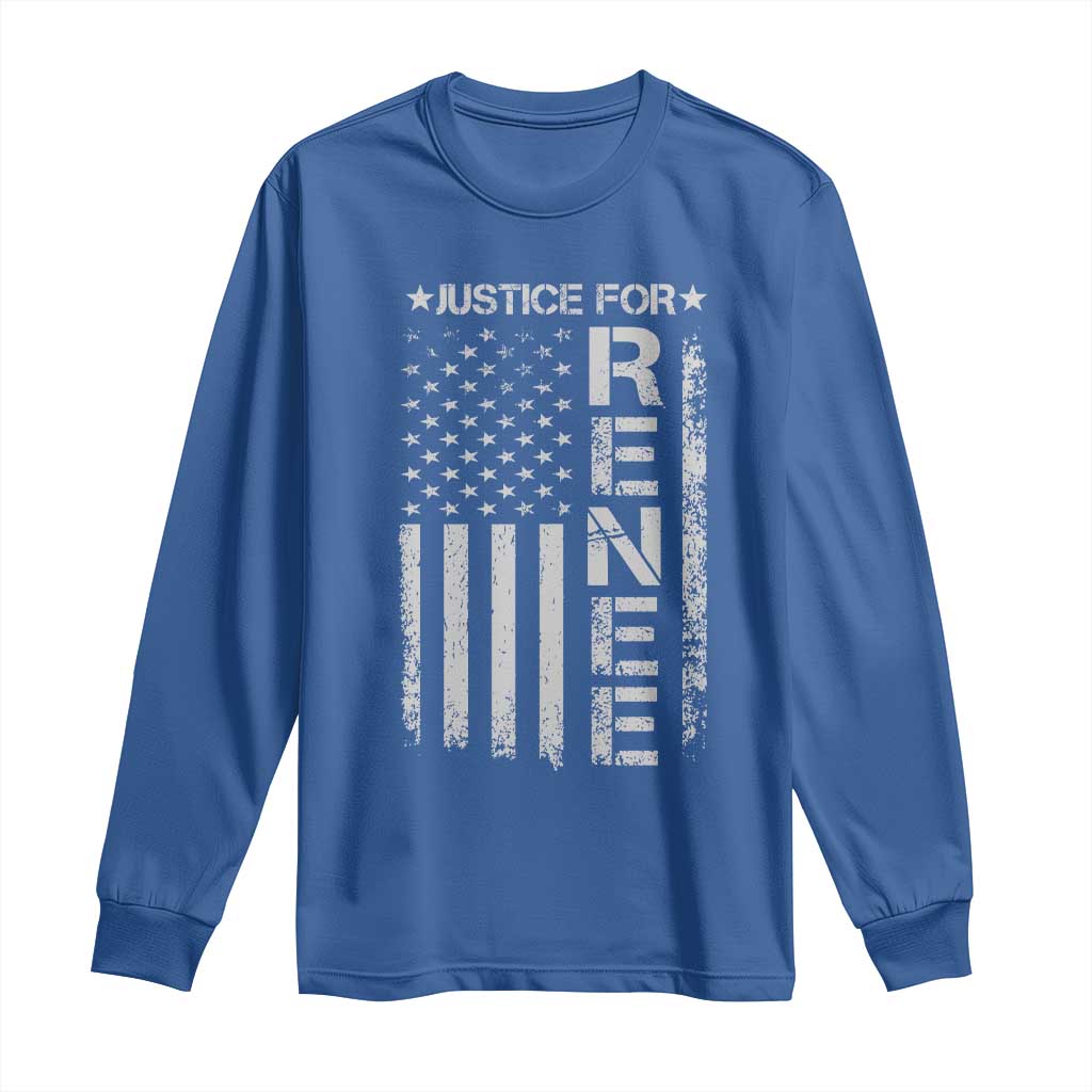 Justice for Renee American Flag Long Sleeve Shirt Minneapolis Jan 8 2026 Memorial Tribute TS02 Royal Blue Print Your Wear