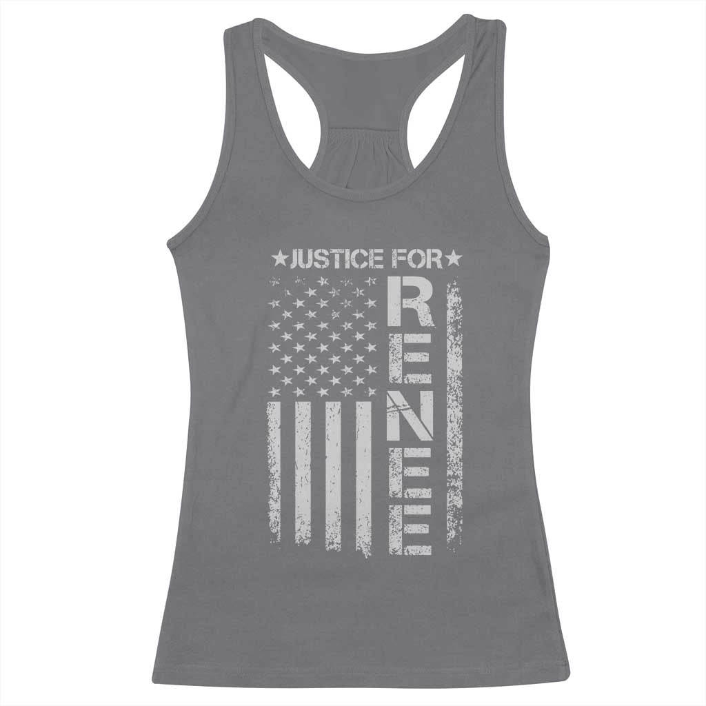 Justice for Renee American Flag Racerback Tank Top Minneapolis Jan 8 2026 Memorial Tribute TS02 Charcoal Print Your Wear