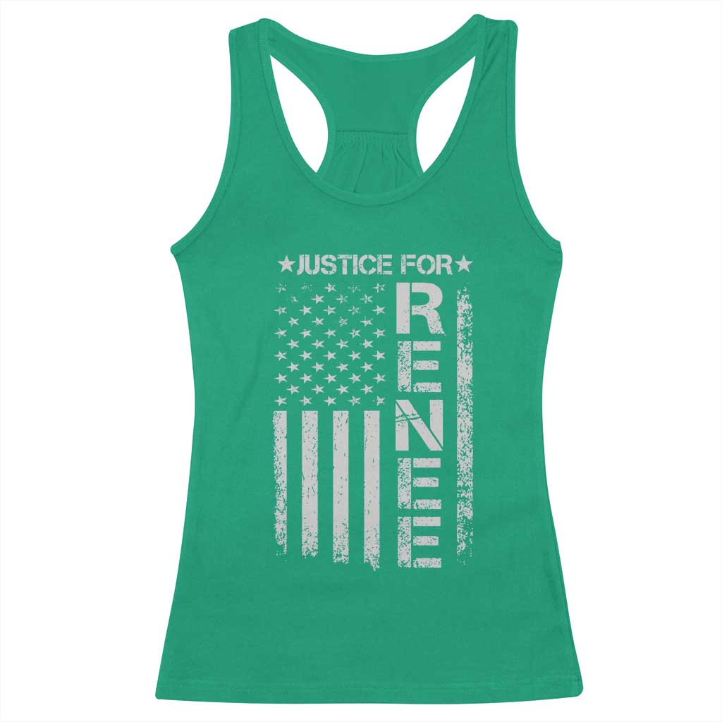 Justice for Renee American Flag Racerback Tank Top Minneapolis Jan 8 2026 Memorial Tribute TS02 Irish Green Print Your Wear